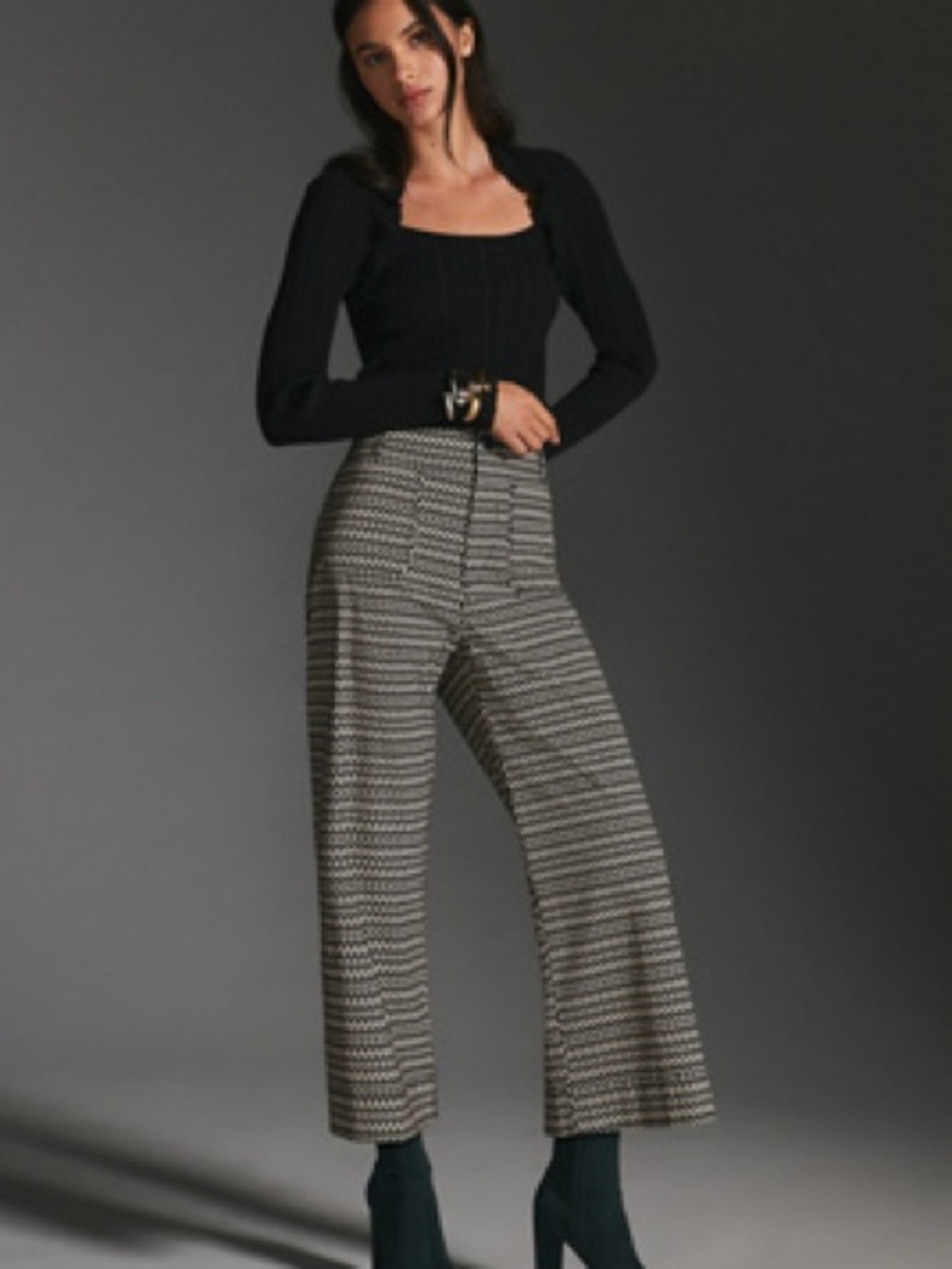 Anthropologie Black and White Patterned pants